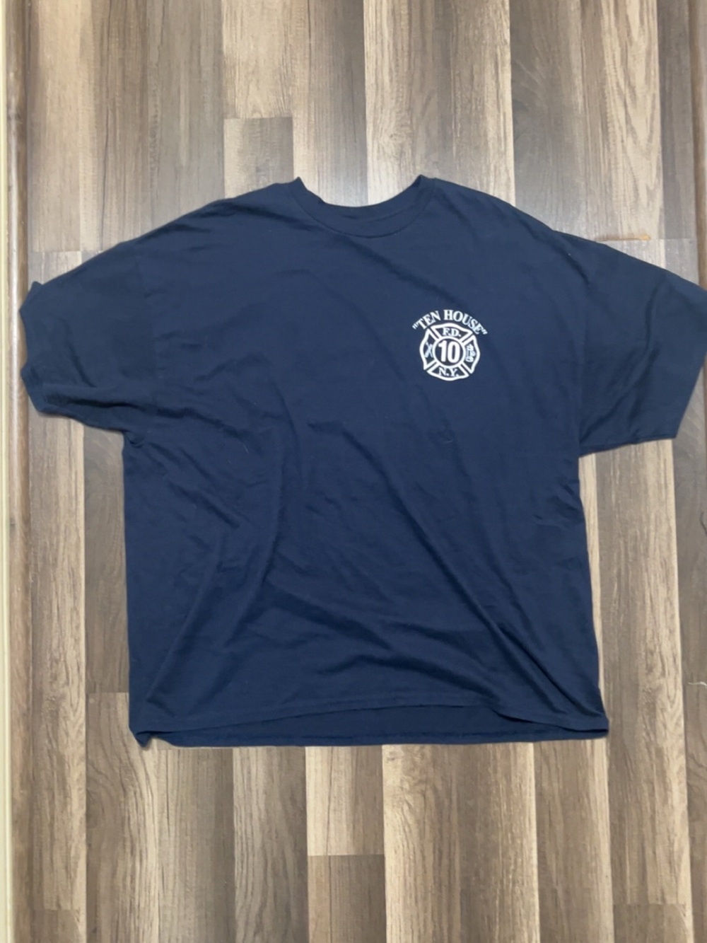 NYFD “Ten House” Engine Ladder 10 NYC Firefighter American Flag Mens XXL Blue